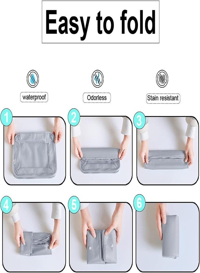 STESHWK 6 Set Luggage Organizer Packing Cube Bags with Compression Pouches Travel Clothing Sorting Storage Bags and Suitcase Large Luggage Compression Pouch with Shoe Bag (Grey) - Image 4